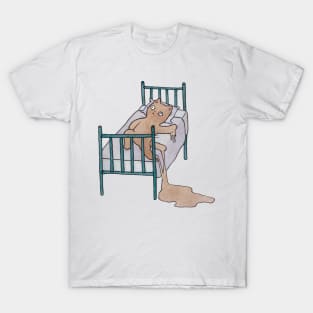tired cat melting in bed sadness illustration watercolor T-Shirt